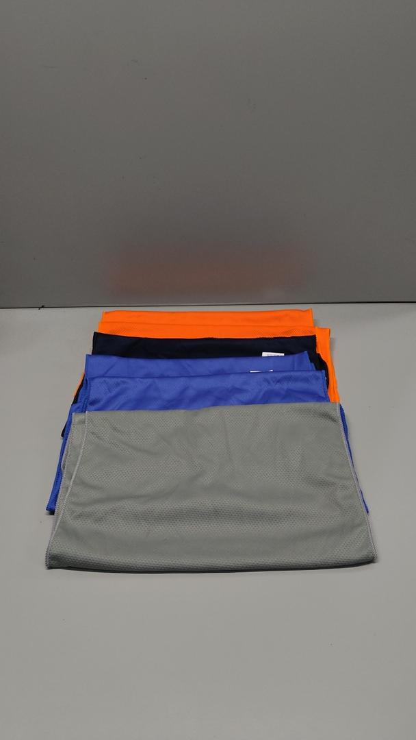 5 small dry towels, Mix Colors: green, blue, orange, navy blue