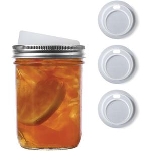 Jarware Translucent 82673 Wide Mouth Drink Lid, Set of 4 (Without Straws)
