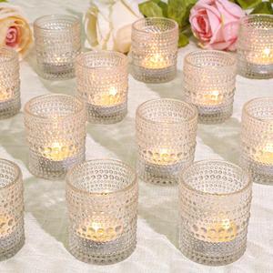 SUPMIND 24 Pcs Votive Candle Holders, Glass Holders Bulk for Table Centerpiece, Tea Lights Candle Holders for Wedding Shower, Party and Home Decor Clear