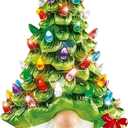 Lighted Christmas Gnome Tree, 8 Inch Faceless Old Man Ceramic Decor with Multicolor Lights for Tabletop Home Office