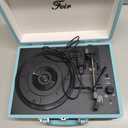 Vinyl Record Player, 3 Speeds Suitcase Portable Record Player with Built-in Speakers, Vintage Belt Driven Turntable with RCA Output/Headphone/Aux in Jack/45 Adapter Blue