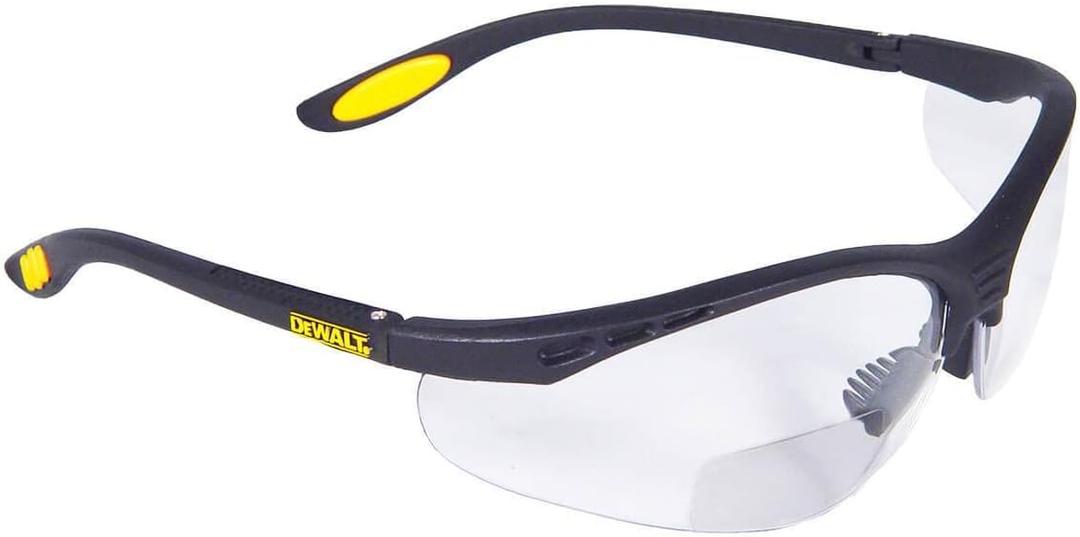 DEWALT DPG59 Reinforcer Rx-Bifocal High Performance Protective Eyeware with Rubber Temples and Protective Eyeglass Sleeve - Clear Lens, 2.0 Diopter