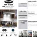COSMO COS-5MU36 36 in. Delta Collection Ducted Under Cabinet Range Hood, Button Controls, Reusable Filters, LED Lights, Stainless Steel
