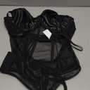 Milumia Lingerie for Women PU Leather One piece Strappy Mesh Teddy Bodysuit (X-Large, Black)