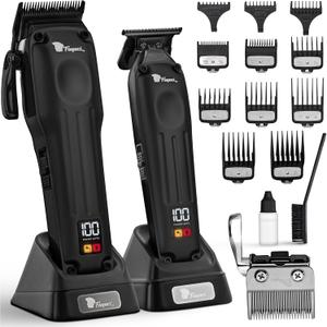 Fagaci Professional Hair Clippers for Men with Superior Precision, Brushless Motor Barber Clippers and Trimmers Set, 5X Longer Sharpness Hair Cutting Kit, Mens Haircut Cordless Clipper for Barber (Black)