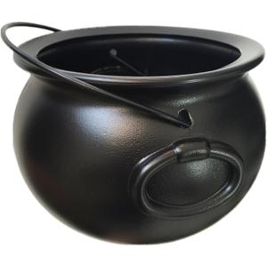 8" Black Cauldron Bucket – Halloween Candy Bowl, Trick or Treat, St. Patrick's Pot of Gold Decor, Witch Kettle for Party Supplies
