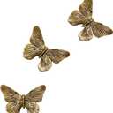 GUSFREUD 3D Butterfly Wall Decor Set Resin Wall Decorations for Living Room, Bedroom, Garden, Yard, Outdoor and Gallery Walls - Antique Copper - Set of 3
