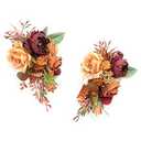 Ling's Moment 2pcs Wedding Shoulder Corsage Artificial Flowers, Girl/ Mother Homecoming/ Prom Corsages Wristlet Décor, etc. Burnt Orange Terracotta