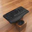 Wireless Keyboard and Mouse Combo, Full-Sized Ergonomic Wave Keys Keyboard with Memory Foam Wrist Rest & Phone Holder, 2.4G Quiet Keyboard Mouse Work Setup for PC Laptop, Office or Home (Black)