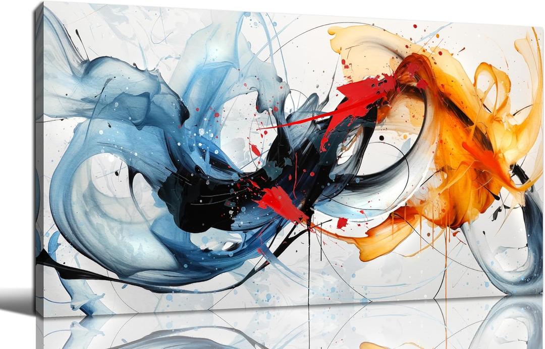 aburaeart Blue Abstract Canvas Wall Art Bedroom - Large Wall Art for Living Room Ready to Hang Size 29" x 59"