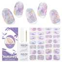 2 x Semi Cured Gel Nail Strips, 28 pcs Nail Gel Stickers Work with Any UV Lights, Long-Lasting Nail Wraps, Stick on Nails for women Easy to Apply & Remove