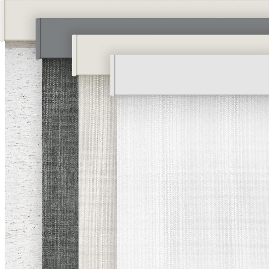 AOSKY Linen Roller Blinds Shades for Indoor Windows Pull Down Cordless Blackout Black Out Window Shade 35.5 Inch Blinds for Home White