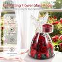 Mothers Day Roses Gifts for Mom, Preserved Roses in Glass Angel Figurines With Tealight Candle Holder,Fresh Flowers for Delivery,Mothers Day Flowers Gifts for Grandma Women Wife from Daughter/Red