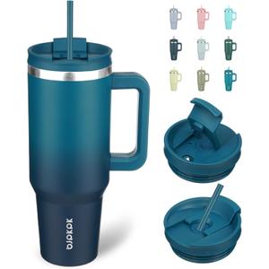 BJPKPK 40 oz Tumbler With Handle Insulated Tumblers With Lid And Straw Stainless Steel Thermal Cup,Indigo Black