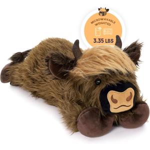 Onsoyours Original Weighted & Heatable Highland Cow Stuffed Animals, Microwavable Plushies for Stress Relief - 20 inch Large Comfort Soft Plush Toys for Kids & Adults