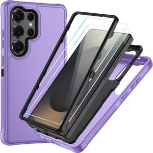 SunStory Compatible with Samsung Galaxy S25 Ultra Case with HD Screen Protector, 3-Layer Heavy Duty Full-Body Cover, 3 in 1 Hybrid Protective Case for Galaxy S25 Ultra 6.9", Violet