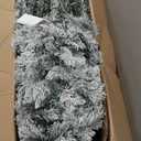 7.5 FT Prelit Snow Flocked Christmas Tree, Artificial Spruce Christmas Tree with 250 Warm White LED Lights, 850 PVC Branch Tips, Easy Assembly/Metal Stand/Hinged Branches Decoration