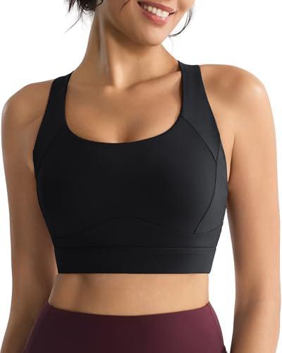 RUNNING GIRL Sports Bras for Women High Support,Racerback High Impact Grey Sports Bra Moulded Cup Workout Bra Push up, Large