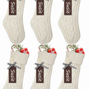 KaKaPops Christmas Stockings, 18 Inches Christmas Stocking with Name Tags Cable Knitted Stocking Decorations for Holiday Party Decor (6pcs Ivory)
