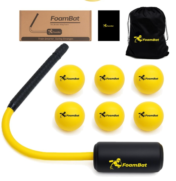 Baseball & Softball Rope Swing Trainer - Innovative High-Density Foam Bat Design for Real Swing Feel & Better Feedback, Batting Training Tool, Hitting Aid for Youth & Beginners