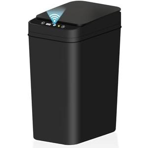 jinligogo Bathroom Small Trash Can with Lid, 2.6 Gallon Touchless Automatic Garbage Can Slim Waterproof Motion Sensor Smart Trash Bin for Bedroom, Office, Living Room-Black