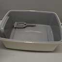 Amazon Basics Large Cat Litter Box with High Sides, Open Top for Easy Access, Includes Scoop with Storage, 19" x 15" x 11.75", Grey/Beige