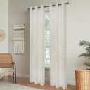 Sheer Window Curtains 2 Panels 38" W x 84" L (76" W) Linen Textured Curtains & Drapes for Living Room, Bedroom, Farmhouse Curtains, Boho Decor, Light Filtering Window Treatments with Grommets