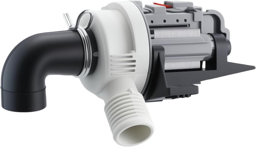 W10536347 Washer Drain Pump with Metal Clamps, Stable Performance High Compatibility, Replaces 8542672, W10049390, W10155921, W10217134, W10238317, Compatible with Whirlpool, Kenmore, Maytag Washer