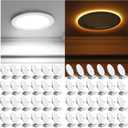 Ensenior 48 Pack 6 Inch LED Recessed Ceiling Light with Night Light, Dimmable, 2700K-5000K 5CCT, 1050LM 12W 120V, High Brightness Canless Wafer Downlight - ETL&FCC&IC