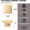 Ilyapa Wide Square Cabinet Knob, Gold 10 Pack 1 inch Kitchen Cabinet Knob Drawer Pull Handle Hardware