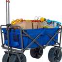 Mac Sports Heavy Duty Collapsible Folding All Terrain Utility Beach Wagon Cart, Blue/Black