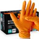 8 Mil Heavy Duty Disposable Nitrile Gloves, Diamond Texture, Latex & Powder Free for Mechanics & Industrial, 100-Pack (Orange) X