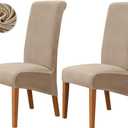 Deisy Dee Stretch XL/Oversized Extra Large Velvet Dining Room Chair Covers for Kitchen Dining Removable Washable Chair Protectors Slipcovers (Khaki, 2)