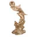 STOBAZA Dolphin Ornament Dolphin Decoration Statue Sea Animal Figurine Figurine Golden Resin