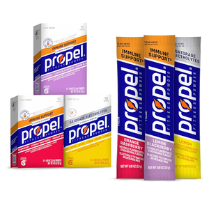 Propel Immune Support Electrolyte Enhanced Water Drink Mix Powder Packets, Variety Pack, 100% DV Vitamin C, Good source of Zinc, Zero Sugar Hydration with Electrolytes and Vitamins (30 Packets)