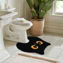 Cute Black Cat Bathroom Rug U Shaped Toilet Rug Soft Bath Mat Non Slip Washable Floor Mat for Home Hotel Bathroom Restroom Decor