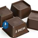 Bed Risers 2 inch, 3 inch, 4 inch, 6 inch or 8 inch Heavy Duty Furniture Risers, Up to 6000 Lbs L Shaped Design Bed Lifts Blocks for Couch Desk Sofa Table (Dark Brown 4 Pack, 3 Inch)