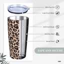 Yobvec Cheetah Print Tumbler Cup with Lid and Straw, 20 Oz Stainless Steel Insulated Mug, Leopard Print Gifts for Men Women