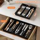 Large Silverware Organizer, Expandable Utensil Drawer Organizer for Kitchen Drawers, Kitchen Drawer Organizer for Spoons/Forks/Knives, Multipurpose & BPA Free Cutlery Tray, Black, 1 Pack