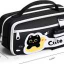 Black Cute Cat Stationery Set Cat School Supplies Including Sticky Notes,Mechanical Pencils,Eraser,Notebook,Stickers, Ruler etc Kawaii Birthday Gifts Classroom Rewards