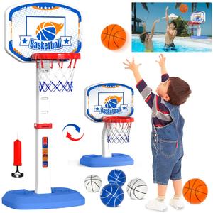 M SANMERSEN Toddler Basketball Hoop Indoor, Mini Height Adjustable Kids Basketball Hoop with 6 Balls, Outdoor Basketball Pool Games Toys Gifts for Baby Boys Girls Ages 1-3 2-4 4-8 Birthday Gifts