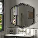 SMIROR Arched Antique Mirror 36" x 36", Black Arch Vintage Mirror for Wall, Metal Framed Baroque Mirror for Bathroom Vanity Mantel