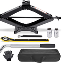 Scissor Car Jack 3 Ton (6610 lbs) Tire Changing Kit with Lug Wrench - Emergency Kit for Car, SUV, MPV