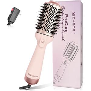 1300W Hair Dryer Brush,4 in 1 Blow Dryer Brush Anti-frizz Ceramic Titanium Barrel with ALCI Safety Plug Professional Salon Hot Air Brush for All Hair Types (Rose gold)