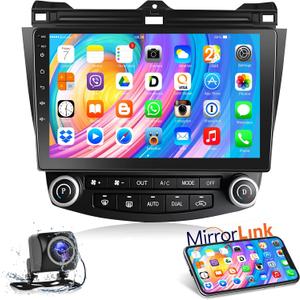 Podofo Android Car Stereo for Honda Accord 7th 2003 2004 2005 2006 2007 10.1" Touch Screen Auto Radio Bluetooth Head Unit Support GPS WiFi FM Radio Backup Camera SWC Mirror Link Multimedia Player