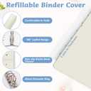 Refillable A5 Binder 6 Ring Cover for Planner Journal Budget Notebook Making with 300 PCS Binder Sheet Converter Sticker, Loose Leaf Cover with 20mm Inner Diameter Ring (Perforated-Beige)