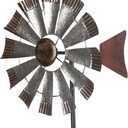 Wind Spinners OutdoorMetal Vintage Style Single Sided Silver Windmill Kinetic Wind Spinner for Outdoor Garden Patio Yard Decor,Diameter 13 Inches