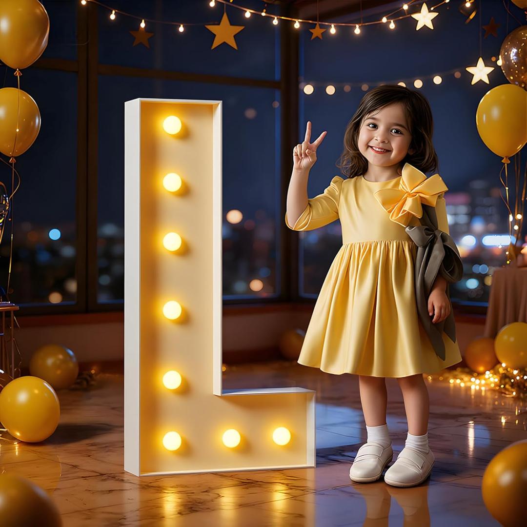 Marquee Letters 3 Feet Tall Large Light Up Letters L Happy Birthday Decorations Marry Me Engagement Party Decor Yellow Light Birthday Decorations Balloon Arch Kit Foam Sign L