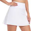 M MOTEEPI 16" Tennis Skirts for Women Pleated Golf Athletic Skorts Skirts with Shorts Pockets Running Pickleball Summer (X-Large, White)