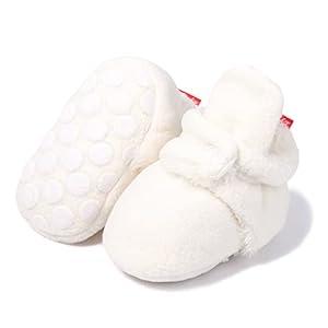 Meckior Newborn Infant Baby Girls Boys Warm Fleece Winter Booties First Walkers Slippers Shoes
 (0-6 Months Infant)
